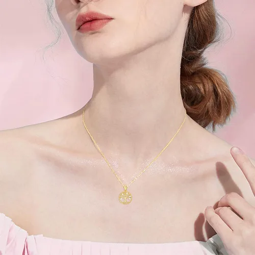 Vista 2 de YDD 14k Solid Gold Tree of Life Necklace for Women Family Tree Pendant Necklaces for Women Love Heart Tree of Life Jewelry for Women 16"-18