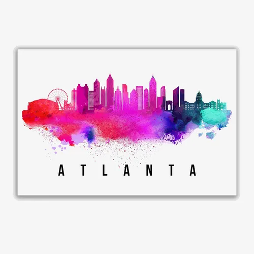 Vista 4 de Póster de Atlanta Skyline Georgia, pintura de paisaje urbano de Atlanta, póster de Atlanta Georgia, impresión de paisaje urbano y punto