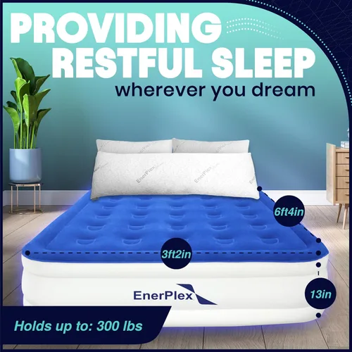 Vista 4 de EnerPlex Colchón de Aire con Bomba Incorporada - Colchón Hinchable Autoinflable con Soporte para el Cuello - Cama de Aire Inflable para Viajes