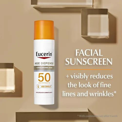 Vista 3 de Eucerin Sun Sunscreen Lotion Bundle, SPF 50, paquete variado, 2 artículos Advanced Hydration SPF 50 Sunscreen Lotion (5 FL OZ), Age Defense Face