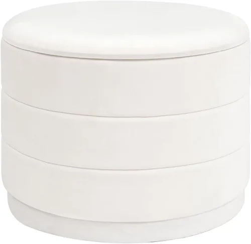 Vista 15 de Otomana redonda de terciopelo de 15.4 pulgadas con tapa reversible, reposapiés otomano circular tapizado con almacenamiento oculto, reposapiés Negro
