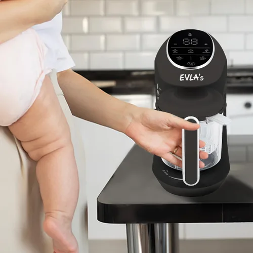 Vista 3 de Taza y cuchilla de repuesto con cesta de vapor para máquina de alimentos EVLA'S Baby - Gris oscuro