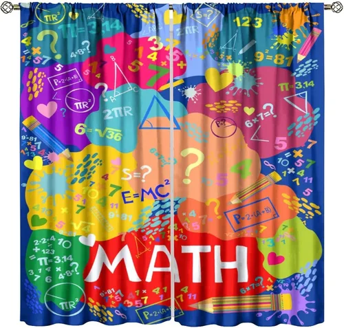 Vista 35 de Cortinas opacas para ventanas de ciencia para niños, lupa de libro de laboratorio de ciencia, lupa, frascos moleculares, cortinas impresas