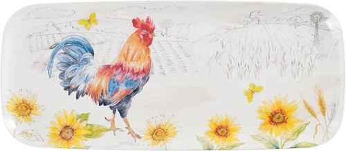 Vista 10 de UP ware Blue Rooster - Bandeja de melamina para servir, bandeja rectangular de 15 x 6.5 pulgadas, bandeja de alimentos sin BPA para entretenimiento