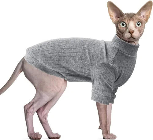 Vista 13 de Idepet Sphynx Suéter Camisa para Gatos sin Pelo Gatitos Ropa Suave para Cachorros Pullover Pijamas Lindas para Gatos Mono de Algodón Vestimenta