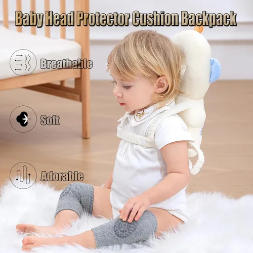 Vista 2 de Feidoog Mochila Cojín Protector de Cabeza para Bebé con 3 Rodilleras para Caminar y Gatear, Astronautas