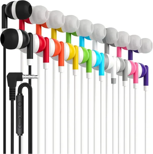 Vista 6 de Maeline Auriculares a granel con micrófono, auriculares intrauditivos con aislamiento de ruido, control de volumen con cable de 0.138 in
