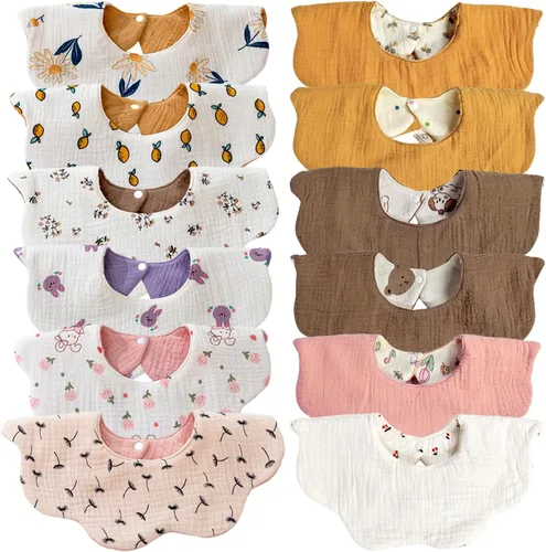 Vista 11 de Baberos de muselina para bebés, baberos para babero de dentición para bebé niña o niño de muselina de algodón