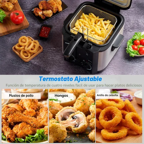 Vista 4 de CUSIMAX Freidora Eléctrica Profunda para Uso Doméstico, Freidora Profunda Pequeña de 2.5 Litros 1500W con Cesta, Temperatura y Tiempo Ajustables
