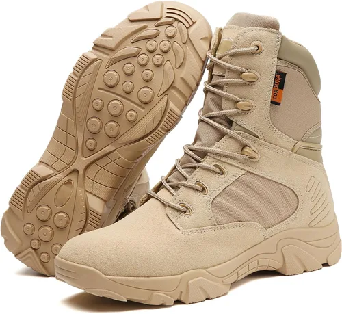 Vista 7 de Kervaky Botas tácticas para hombre, botas militares, botas resistentes, botas de senderismo, botas ligeras, botas para exteriores