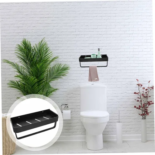 Vista 3 de Organizador de ducha de aluminio, colgador de toallas montado en la pared, estante de baño moderno para toallas, estantes de ducha y organizadores