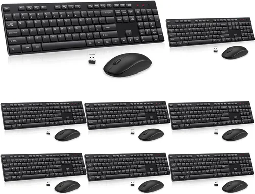 Vista 11 de Combo de teclado y mouse inalámbrico, EDJO, teclado y mouse USB inalámbrico silencioso de tamaño completo, 2.4GHz sin retraso, larga duración