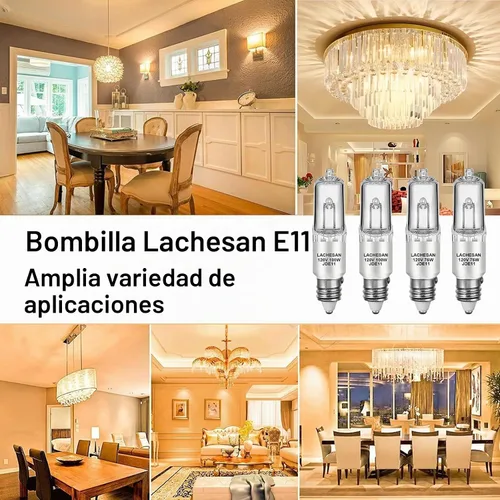 Vista 4 de JDE11 - Bombilla halógena E11 de 120 V, 75 W, E11, base de mini candelabro regulable T4 (bombilla LED E11 de reemplazo), 2700 K blanco cálido