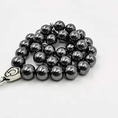 Vista 5 de Hematite Tasbih Metal borla islámica joyería colgante oración perlas 33 66 99beads piedra natural musulmana Rosario