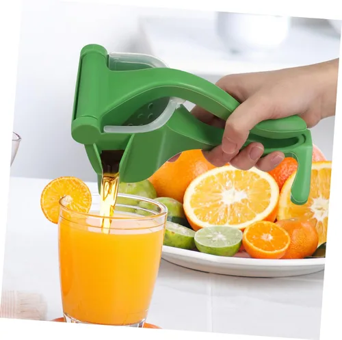 Vista 6 de Juego de exprimidor manual de mano de 2 piezas, exprimidor de cítricos verdes para limones, naranjas y naranjas, exprimidor de frutas resistente