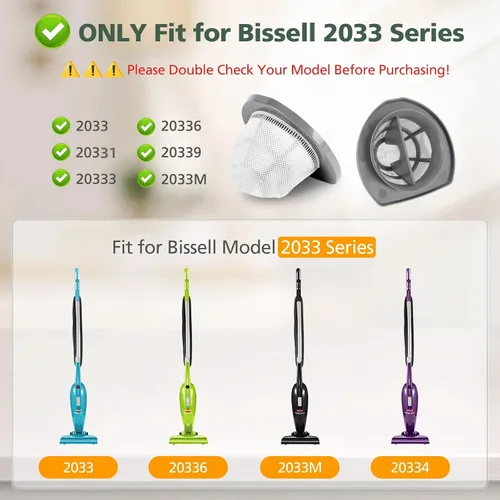 Vista 2 de Paquete de 6 filtros de repuesto 2033 compatibles con aspiradora Bissell Featherweight Stick sin bolsa 20331, 20333, 20334, 20336, 20339, 2033M, 6