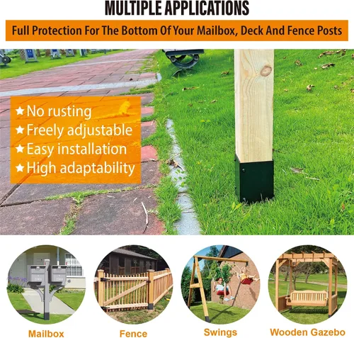 Vista 2 de Protector de poste ajustable de acero inoxidable (rango de 3.3 a 6 pulgadas), protege los buzones y vallas de madera de la cortadora de césped