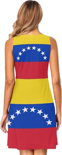 Vista 5 de Vnurnrn Vestido corto sin mangas con la bandera de Venezuela para mujer