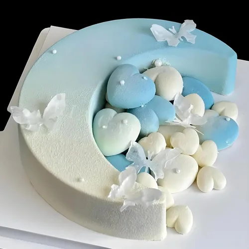 Vista 8 de Molde de silicona en forma de luna para hornear helado, mousse, cumpleaños, aniversario, boda, fiesta, pastel