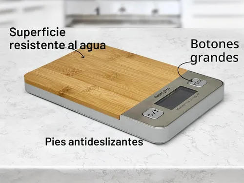 Vista 5 de The Display Guys - Báscula digital de cocina con plataforma de bambú, para laboratorio de café y alimentos, pantalla LCD, gramos, capacidad de 11
