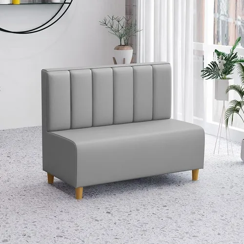 Vista 12 de Banco Settee con Respaldo, Sofá Loveseat Moderno Tapizado de PU Cabina de Una Sola Cara con Marco de Aleación, Banco Sofá de Comedor Restaurante