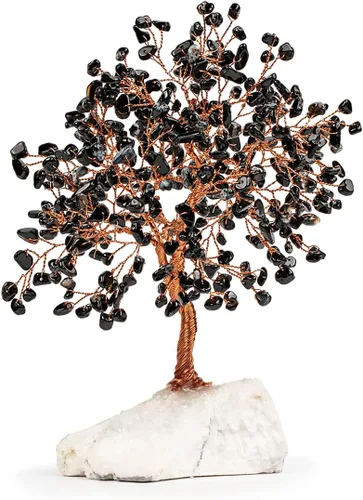 Vista 10 de KARMA AND LUCK Árbol de la vida de Feng Shui con base de cristal blanco Home D cor, hecho a mano en Bali, mediano 8 (amatista)