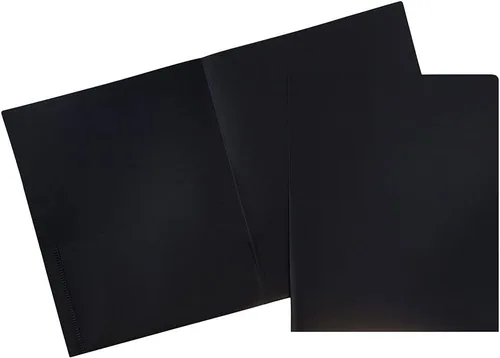 Vista 9 de JAM PAPER Carpetas POP de plástico con 2 bolsillos, carpetas escolares duraderas, color negro, paquete de 3
