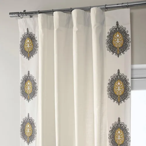 Vista 4 de HPD Half Price Drapes Cortinas de algodón sólido con bordes para dormitorio y sala de estar 50 X 84, DTCC-SB220614-84 (1 panel) Mayan Gold