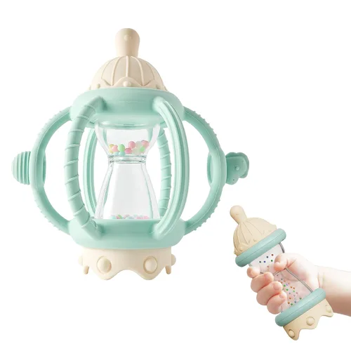Vista 9 de Juguetes sensoriales Montessori para bebés, mordedores de silicona para bebés de 3 a 6 a 12 meses, regalos para recién nacidos, niños y niñas (azul)
