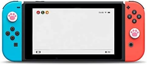 Vista 3 de Tapa de silicona para control analógico para el pulgar de Nintendo Switch NS, Joy-ConSwitch Lite (2 garras de pata de gato blancas y rosas)
