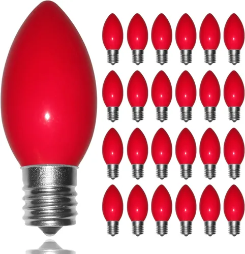 Vista 9 de Bombillas de Repuesto de Luz de Navidad C9, Paquete de 25 Bombillas de Luces de Navidad Verde Transparente, Bombilla de Base Intermedia E17