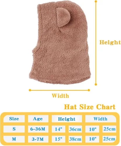 Vista 6 de Gorro de invierno para bebés y niñas, gorro de bufanda cálida para niños, gorro, con orejera, 6M-7T