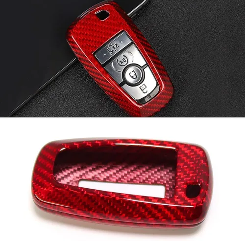 Vista 12 de Cubierta de llavero de fibra de carbono para Ford F-150 F150 Bronco Raptor R Off-Road 2018 2019 2020 2021 2022 2023 2024, Solo para Raptor, Estuche