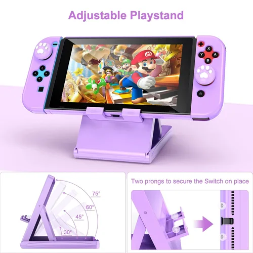 Vista 6 de Younik Switch Accessories Bundle, 17 in 1 Purple Switch Accessories Kit for Girls Include Switch Carrying Case, Adjustable Stand, Protective Case