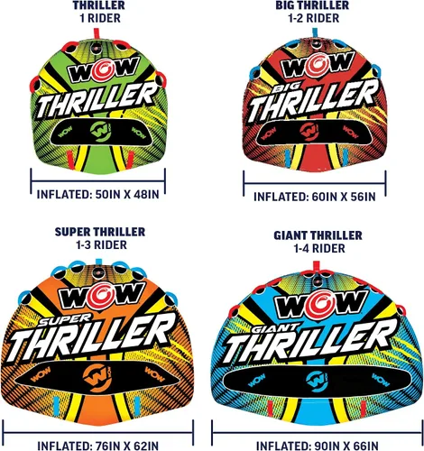 Vista 4 de Wow Sports Thriller - Tubo de cubierta remolcable para adultos que navegan en barco, inflable para deportes acuáticos