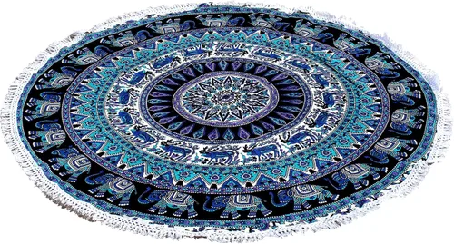 Vista 28 de Tapiz redondo de mandala indio, manta de playa, mantel de algodón gitano hippie bohemio, toalla de playa, esterilla de yoga
