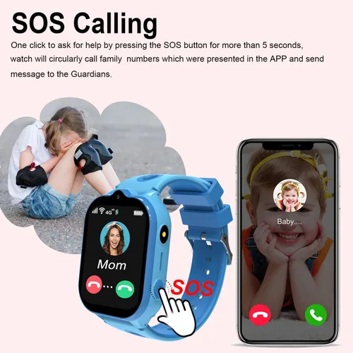 Vista 5 de Reloj inteligente 4G para niños con rastreador GPS, relojes inteligentes con llamadas bidireccionales de videollamadas SOS, modo de clase