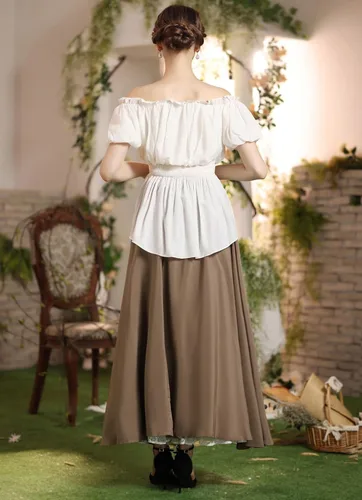 Vista 7 de Scarlet Darkness Maxi Long Skirt for Women Double-Layer Victorian Renaissance Skirts
