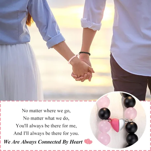 Vista 2 de PINKDODO Couples Bracelets for Boyfriend Girlfriend Women Men Lovers Friends