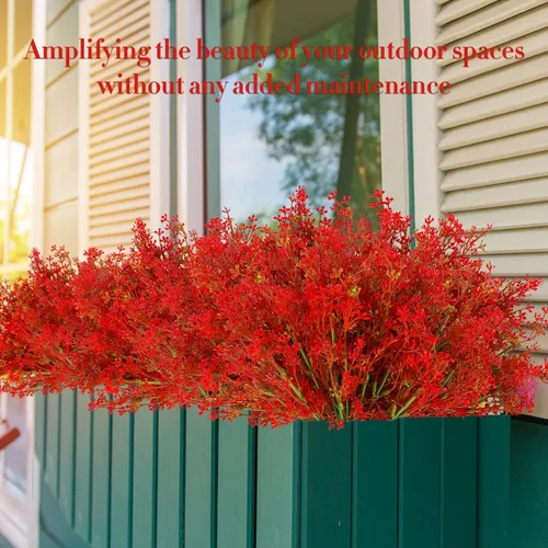 Vista 6 de 30 paquetes de flores artificiales de Navidad con aliento de bebé Rojo
