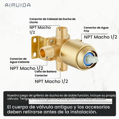 Vista 2 de Airuida Juego de grifo de ducha dorado cepillado de 10 pulgadas, sistema