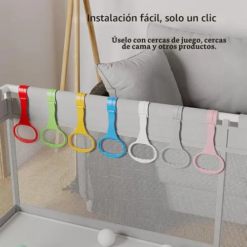 Vista 2 de 5 anillos de dominadas para corralito de bebé, accesorios para corralito de juegos, accesorios para ayudar a levantarse y caminar, herramienta de 5