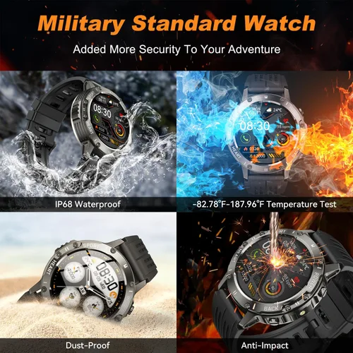 Vista 7 de Smart Watch for Men Fitness Tracker: Smart Watches for Android Phones iPhone Bluetooth Waterproof Make Answer Call Digital Mens Watches Heart Rate