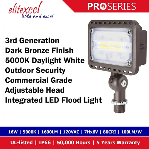 Vista 2 de Luces de patio trasero de seguridad para exteriores, 3ª generación de 16 W, luces de paisaje con certificación UL, luz de inundación LED de 1600