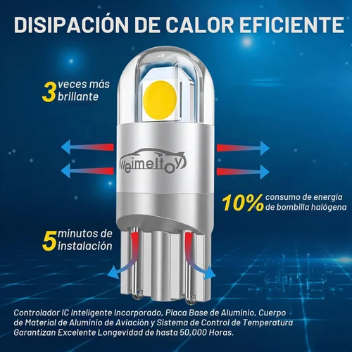 Vista 5 de 194 Bombilla LED para Automóvil, 1.5W, 12V, Blanco, Tipo Cuña T10, Ángulo de Iluminación de 360 Grados, Chipset 2SMD 3030, 4 Chips 3030 de Alto