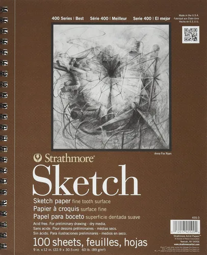 Vista 2 de Strathmore Serie 400 Cuaderno de bocetos, 9 x 12 pulgadas, paquete de 2- 100 hojas cada uno