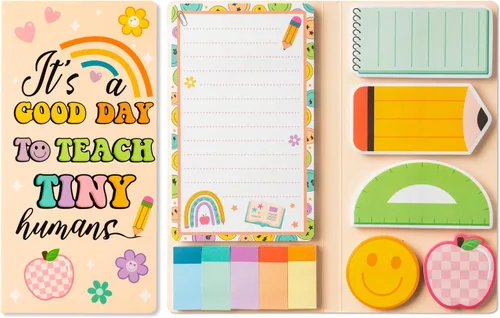 Vista 32 de B1ykin Juego de Notas Adhesivas Lindas - Bloc de Notas Autoadhesivas A+ Amazing Teacher, 550 Hojas de Páginas de Memo para Escritura, Bloc de Notas