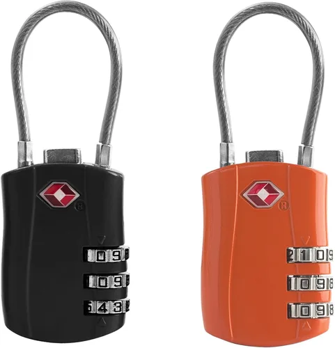 Vista 9 de Cerraduras TSA para equipaje, candado pequeño combinado con cable, candados de equipaje aprobados por la TSA, candado combinado con código