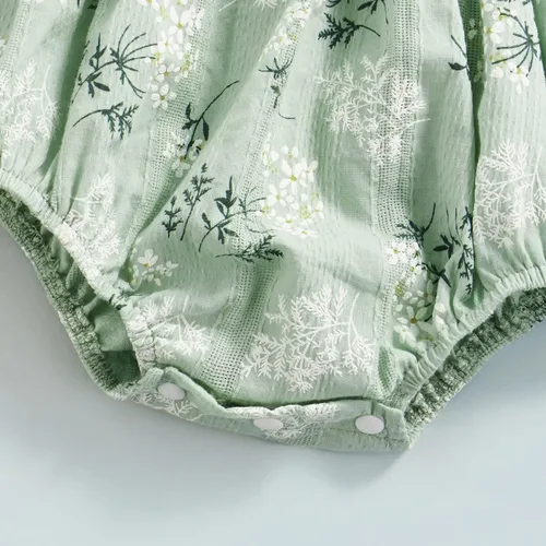 Vista 6 de Conjunto de ropa de verano sin mangas para bebé recién nacida, con volantes y cuello halter