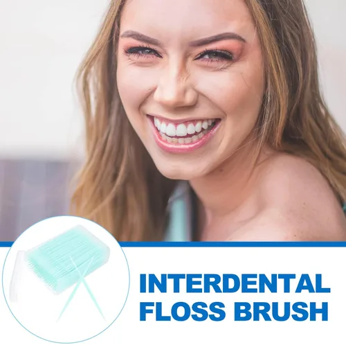 Vista 8 de 200 palillos de dientes de doble cabeza de plástico suave para el cuidado bucal interdental, palillos de dientes, púas de hilo dental, cepillos